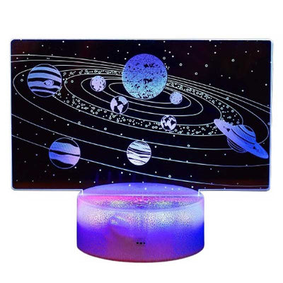 Нощна детска 3D LED лампа, Слънчевата система, променящи се цветове, 20 см