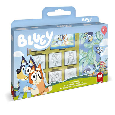 Комплект за творчество Bluey със 7 печата, 3 флумастера и бележник за рисунки