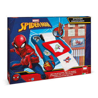 Комплект за създаване на стикери Spiderman с 12 флумастери, 50 стикери, 7 печата и книжка за оцветяване