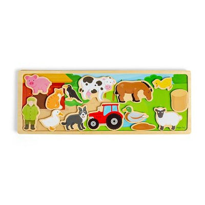Bigjigs - Магнитен дървен пъзел - Ферма