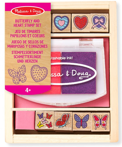 Melissa & Doug - Дървени печати - Сърчица и пеперудки