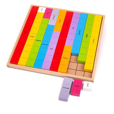 Bigjigs - Дървена игра с цветни облигации и числа